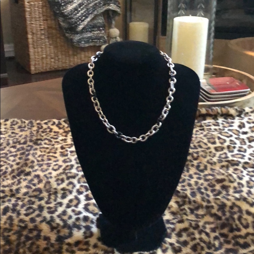 Judith Ripka Silver and Black Chain Necklace